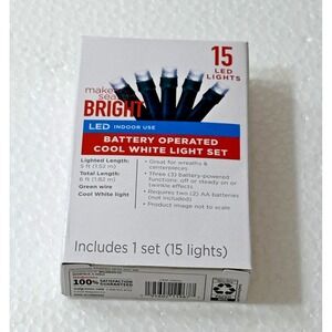 Season Bright Battery Operated LED Cool White Light Set Of 15 Christmas Decorati
